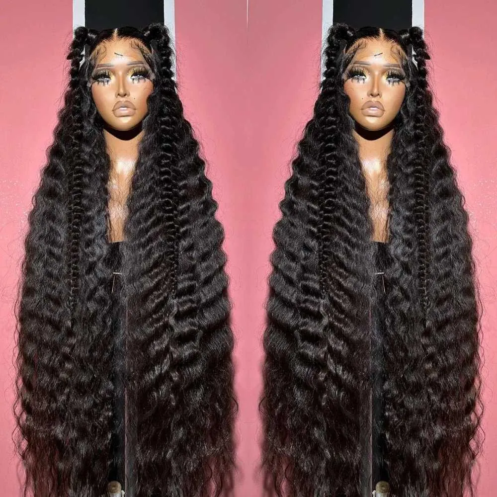 Synthetic Wigs Synthetic Wigs Loose Deep Wave 13x6 13x4 Hd Lace Frontal Wig 30 40 Inch 360 Full Water Wave Lace Front Wig 5x5 Hd Closure Curly Human Hair Wigs 240327