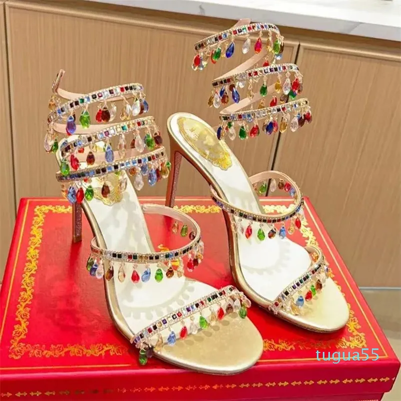 SL SUPER HIGH HEELS SANDAL RAINBOW CRYSTAL SATIN main image 0