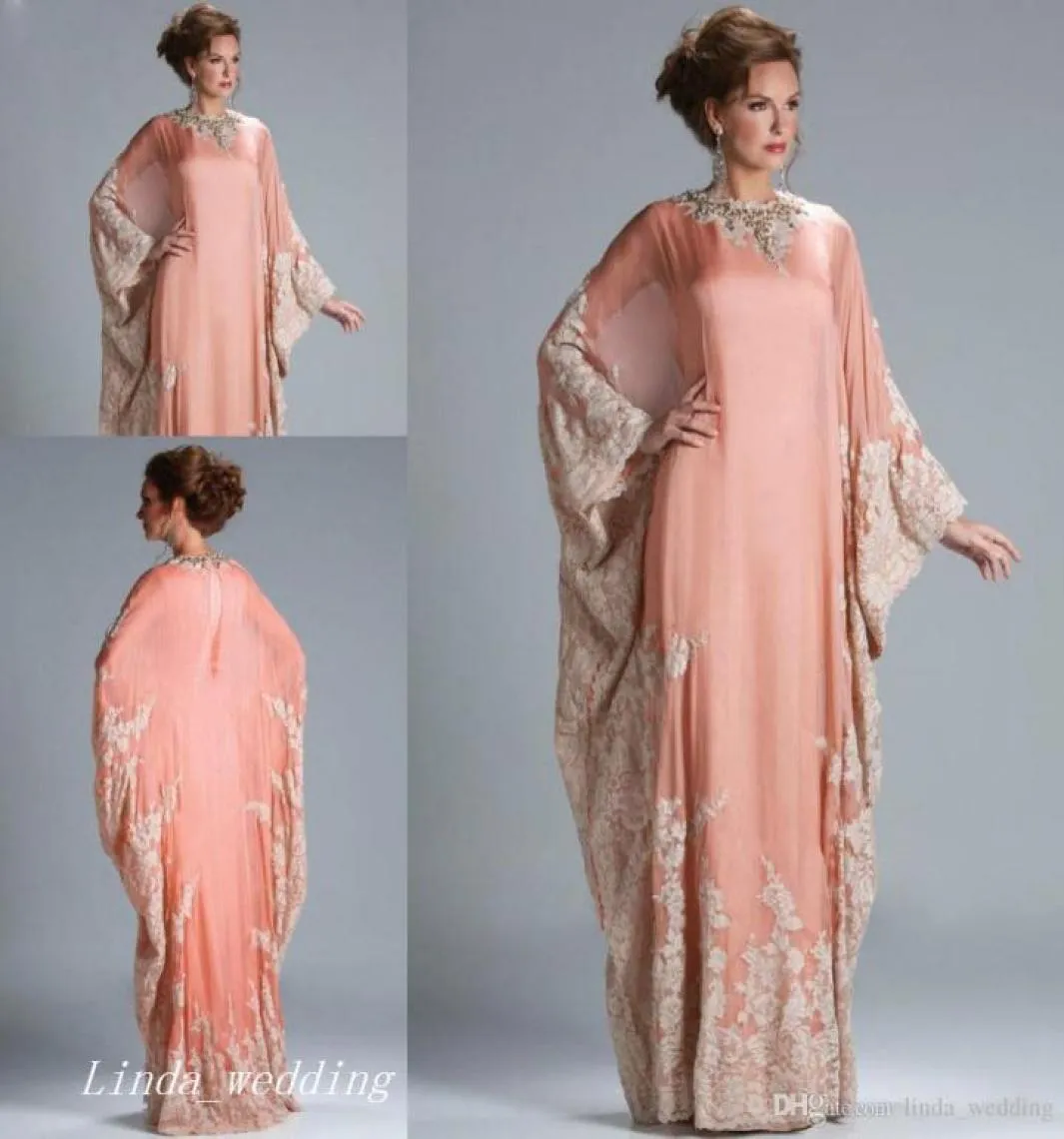 2019 Nieuwe Coral Abaya Moslim Marokkaanse Dubai Kaftan Avondjurk Hoge Hals Party Gown Vrouwen Dress7804746