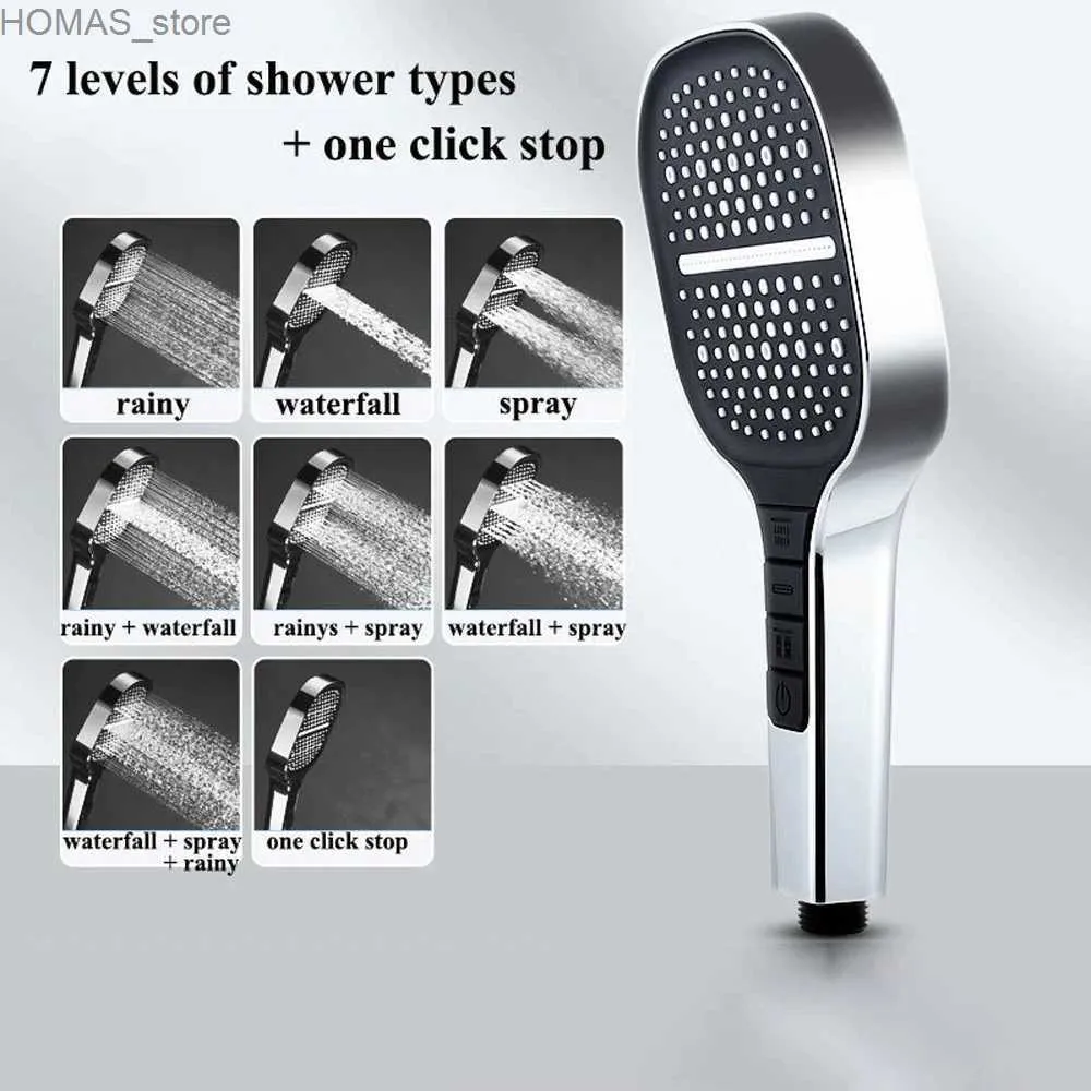 Bathroom Shower Heads Large Area Shower Head 7 Modes Adjustable Big Boost High Pressure Water Saving Flow Shower Faucet Nozzle Bathroom Accessories Y240319