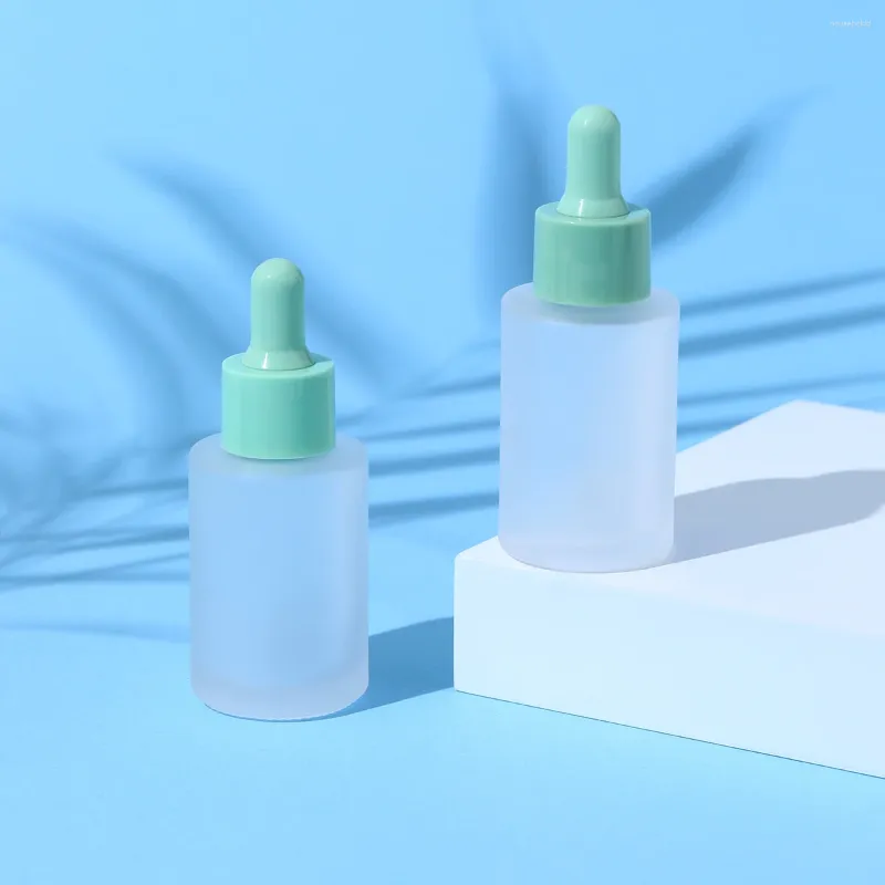 Storage Bottles 10pcs 30ml Cosmetics Green Dropper Glass Cute Essential Oil With Eye For Perfume