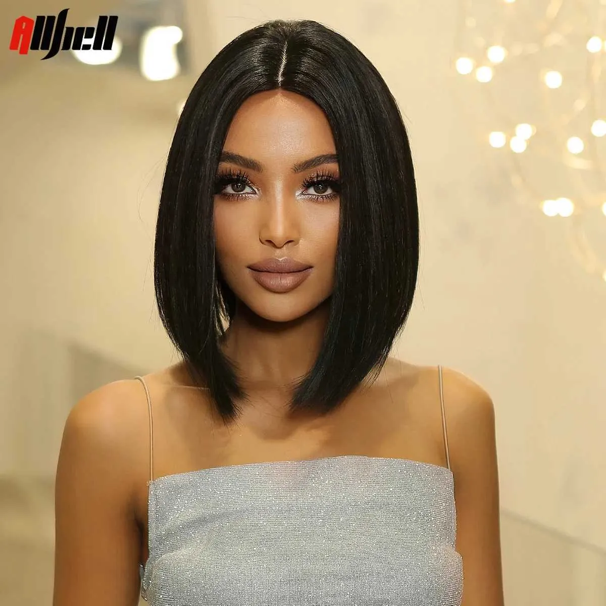Synthetic Bob Wig with Bangs Heat Resistant Natural Looking Party Daily Wear Short Bob Wig with Bangs for Women Natural Looking Heat  main image 4