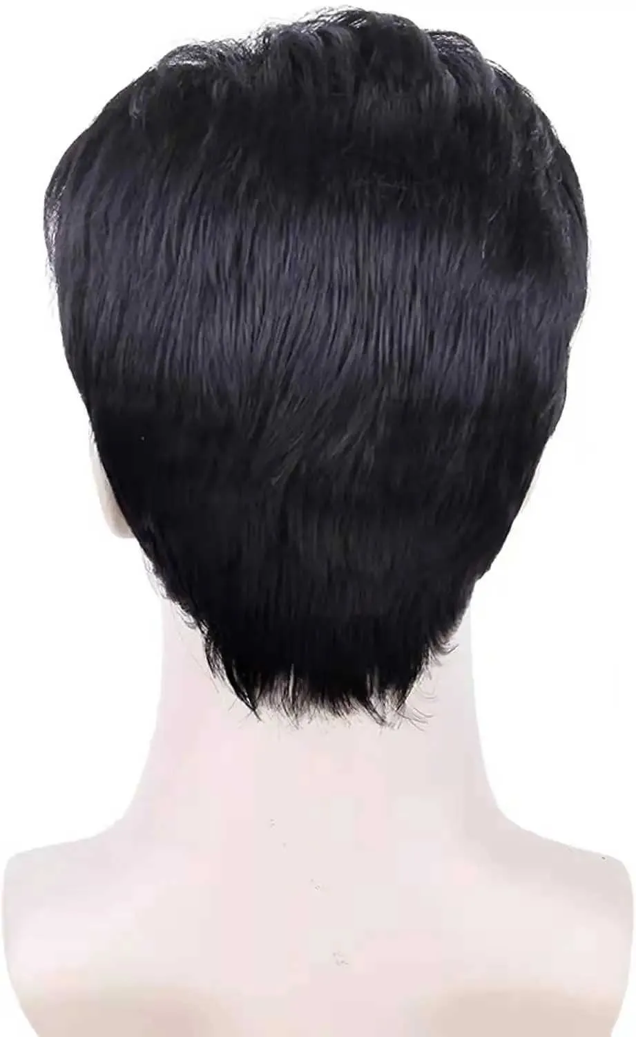 Syntetiska peruker Europeiska och amerikanska mens peruk Black Chemical Fiber Wig Head Cover Partiell manlig elastisk intranät Kort hårskydd 240329