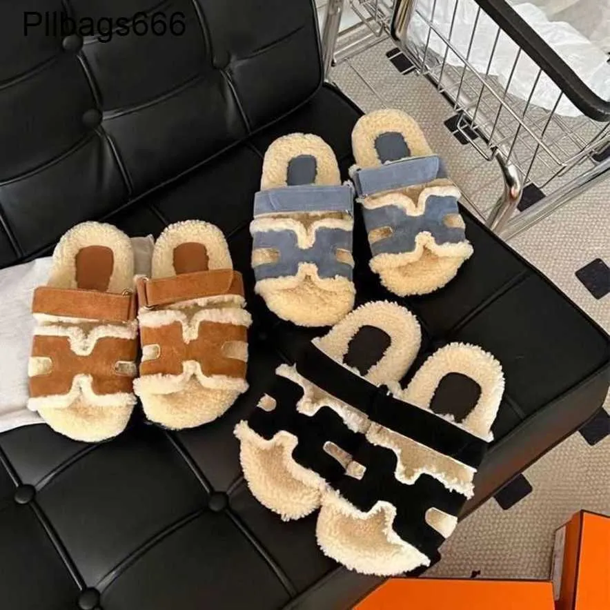 Designer Sandals Chypres Sandals Womens 2024 Spring and Autumn New Lamb Hair Second Uncle Shoes Mens Velcro Thick Sole One Line Out Wearing Ugly Cute