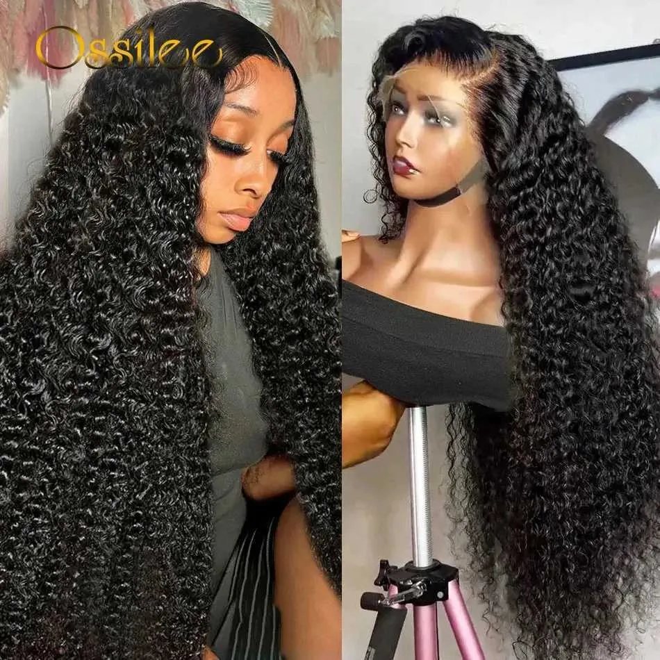 Synthetic Wigs Synthetic Wigs Ossilee 36inch Deep Wave 13x4 Full HD Lace Frontal Wig Human Hair 300% Density Brazilian Lace Frontal Wigs Pre Plucked 240328 240327