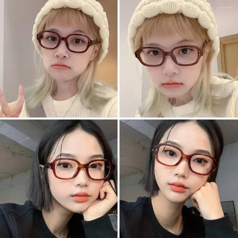 Lunettes de soleil Korea rétro Lunes Léopard cadre Femmes Pas de maquillage Star Style Men Anti-Blue Light Eyeglass