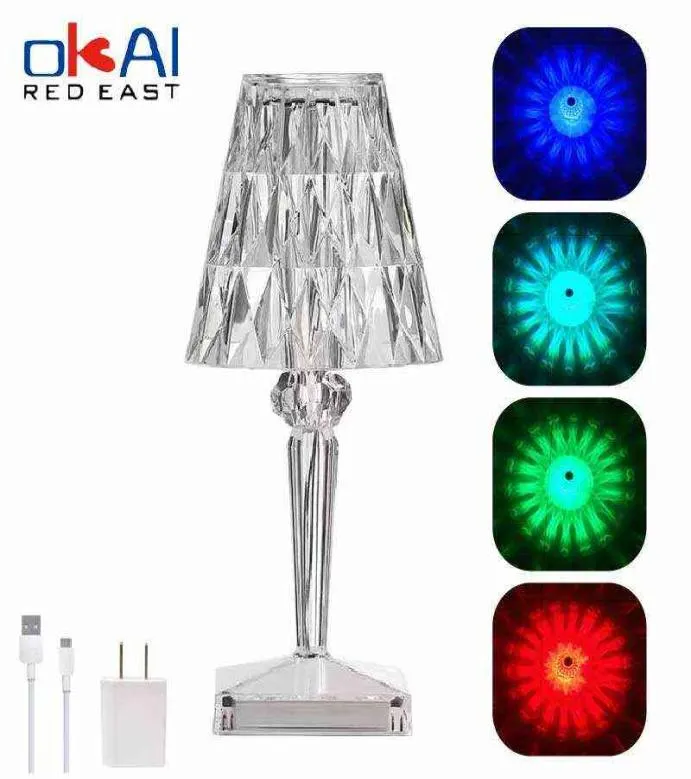 RGB COLORCHANGING ACRYLIL KARTELL BATTERATION DESK LAMP شحن LED NIGHT LIGH