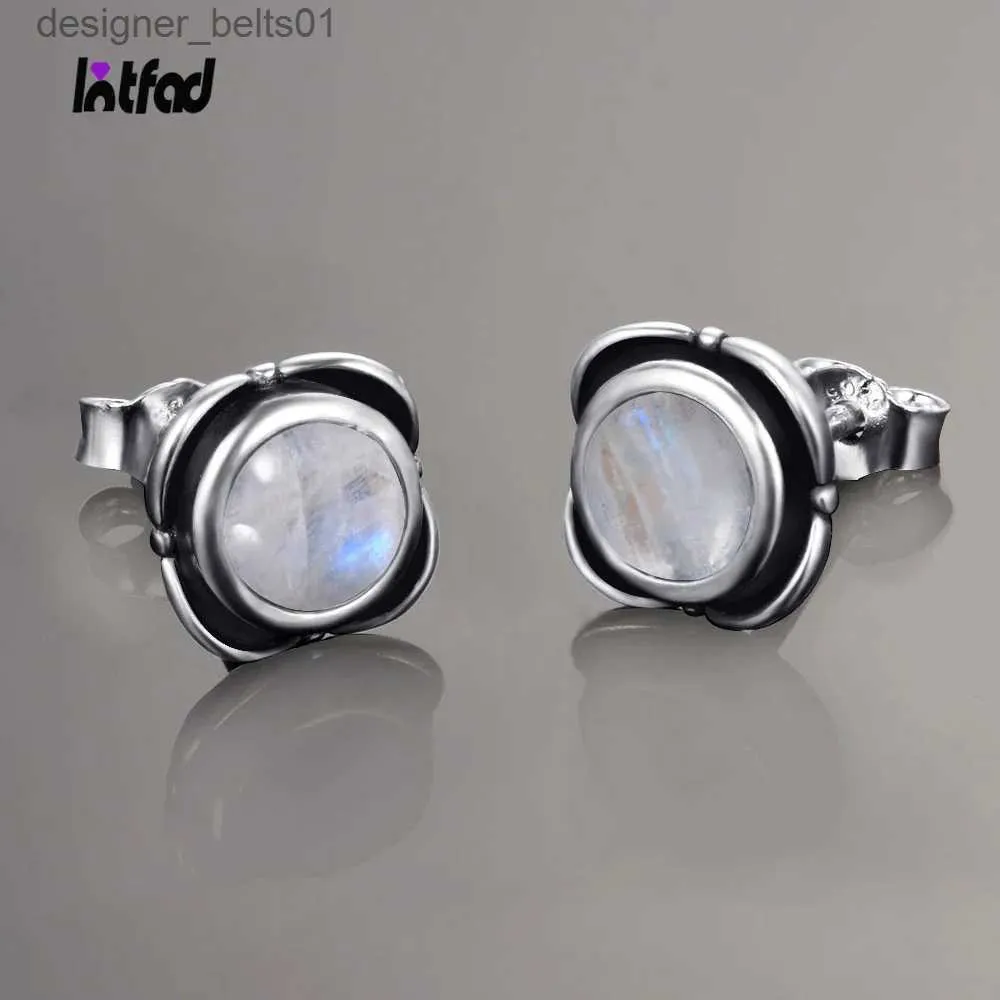 Orecchini a bottone rotondi da 5 mm con pietra di luna naturale Orecchini in argento sterling 925 Orecchini semplici per gioielli da festa di moda GiftC24319