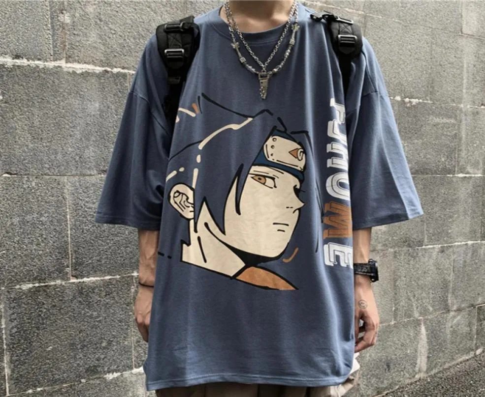 Mannen Vrouwen Anime Print T-shirt Japanse Harajuku T-shirt Ulzzang Koreaanse Stijl Streetwear Tee Top Kleding Sasuke T2007084989939