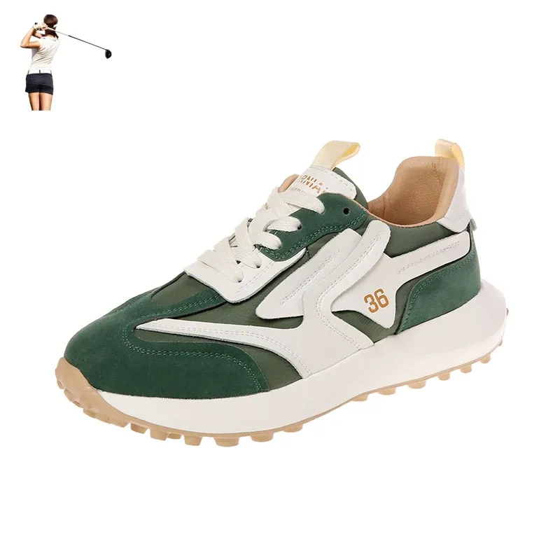 Shoes Women Spring Summer Golf Shoes Green Ladies Outdoor Sneakers for Golf Training Comfortable Grass Shoes Athletic Trainers