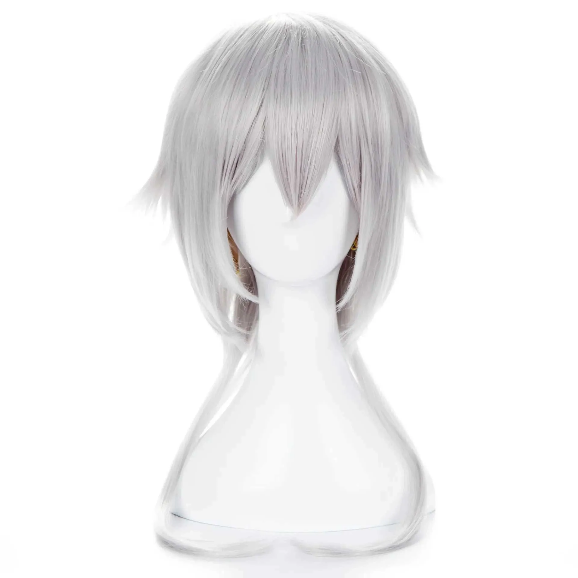 Synthetic Wigs Lace Wigs Anime Bungo Stray Dogs Fukuzawa Yukichi Silvery White Heat Resistant Hair Cosplay Costume Wig 240329