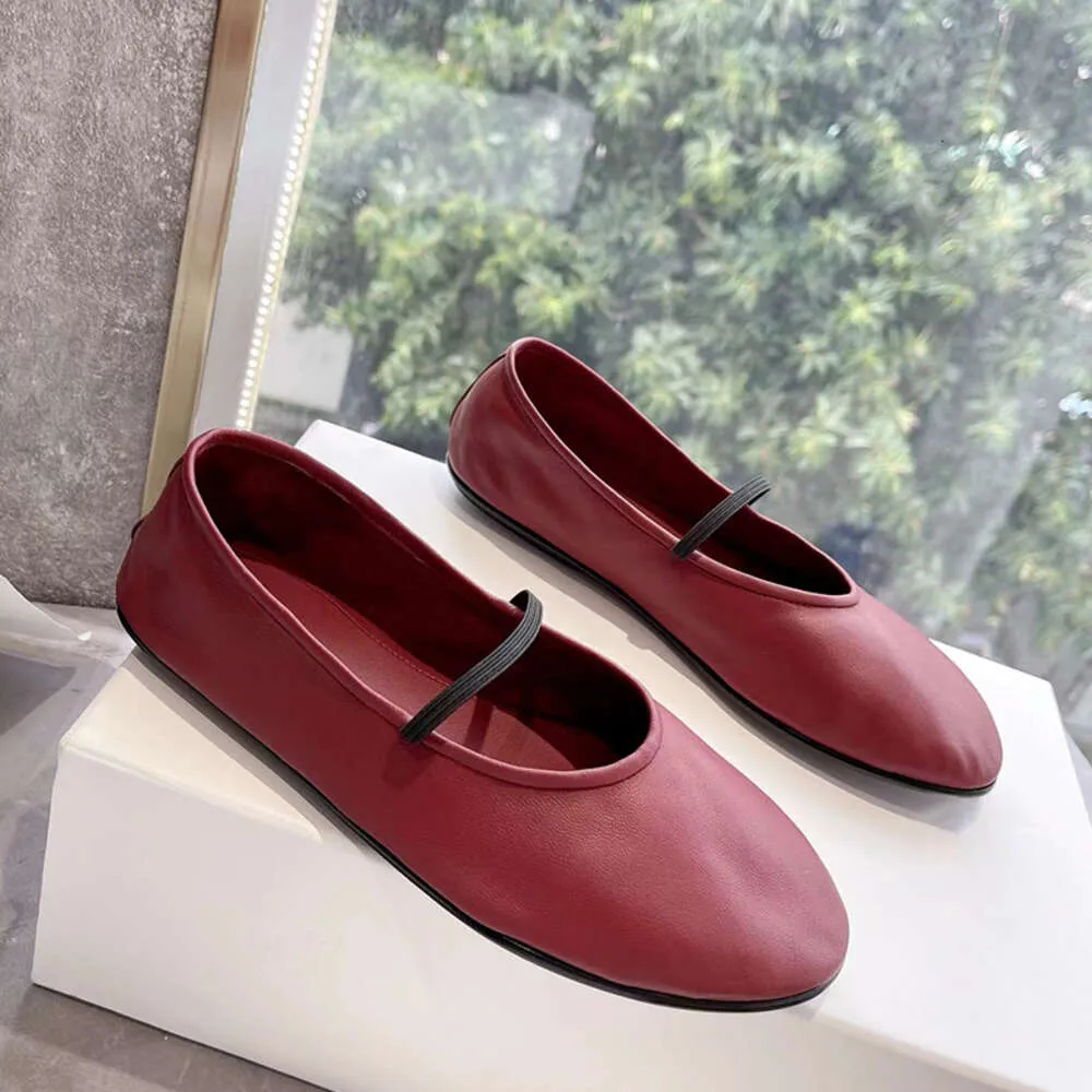 Mocassins de ballet haut de gamme à bouche peu profonde, chaussures de grand-mère en cuir souple à bout rond et Style décontracté