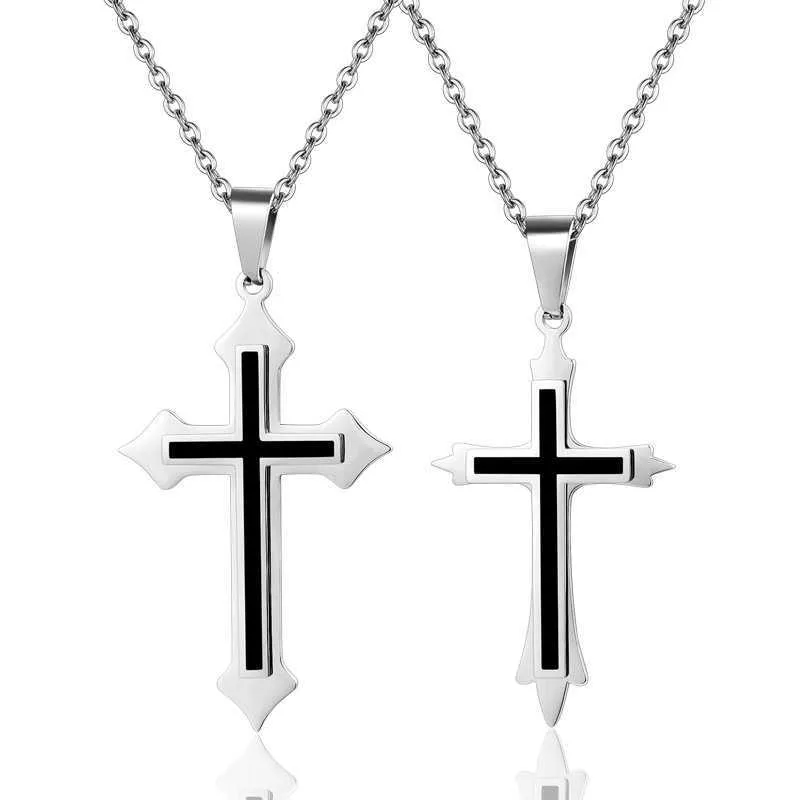Colliers pendentif Design de mode Nouvelle édition coréenne bijoux mode et simplicité croix pendentif en acier titane collier pendentif en acier inoxydable Ex429
