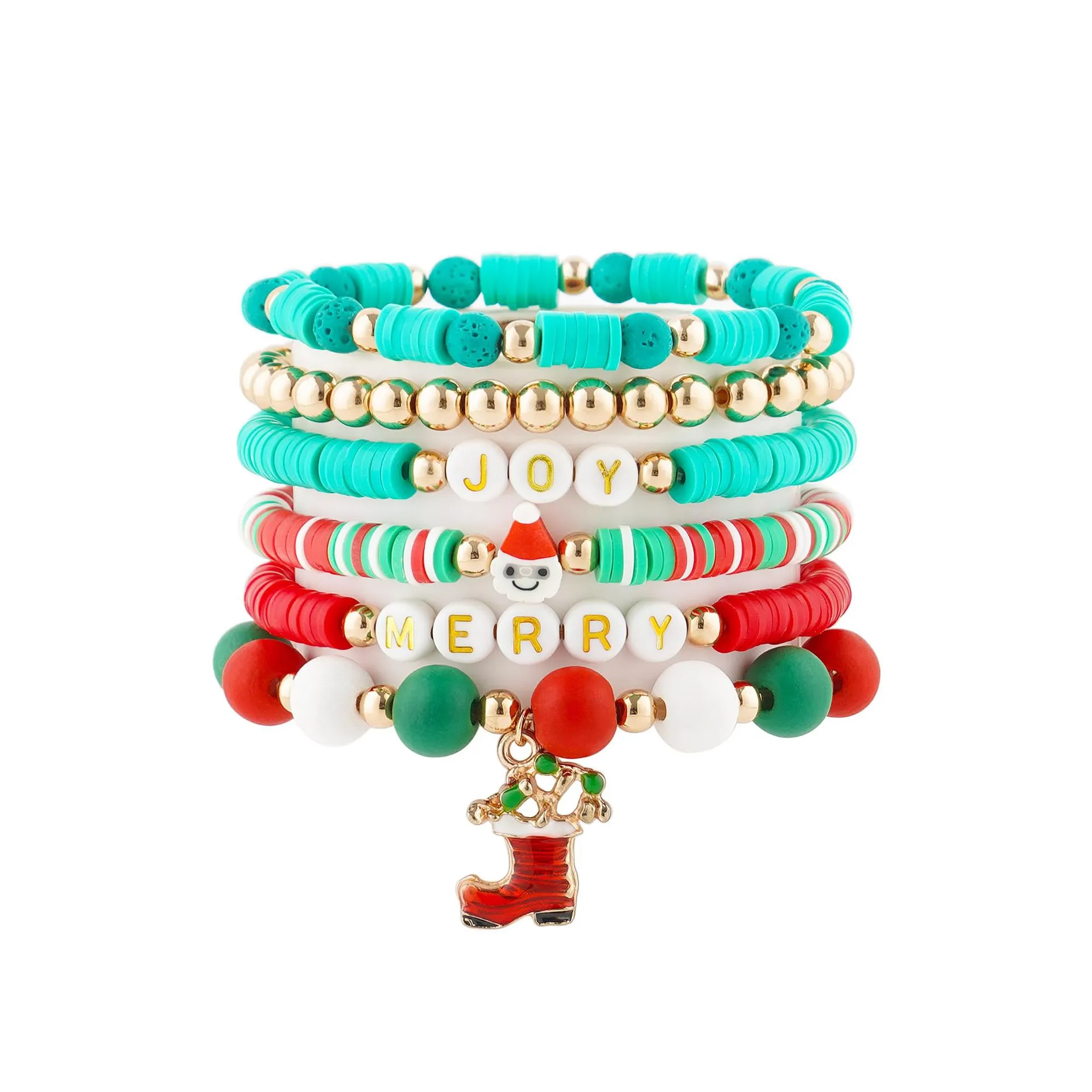 DHgate.com:20247Pcs Polymer Clay Bead Bracelets Set for