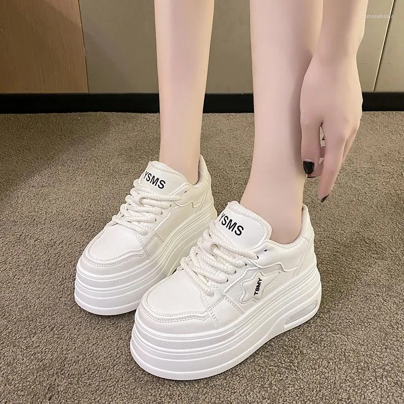 Casual Shoes 8.5CM Thick Bottom Sneakers Woman White Skateboard Platform Spring Breathable Vulcanize Shoe Quality