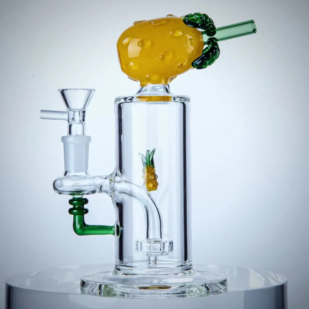 Mode ananasform glas bongs duschhuvud perc vattenpipa tjock kvalitet vattenrör 14 mm kvinnliga fog riggar frukt i bong dhl20092