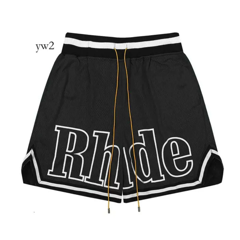 Rhude män andningsbara strand shorts män kvinnor casual mesh spår andningsbara överdimensionerade rhude shorts midjan dragkort shorts gratis frakt för svartvita shorts 3437