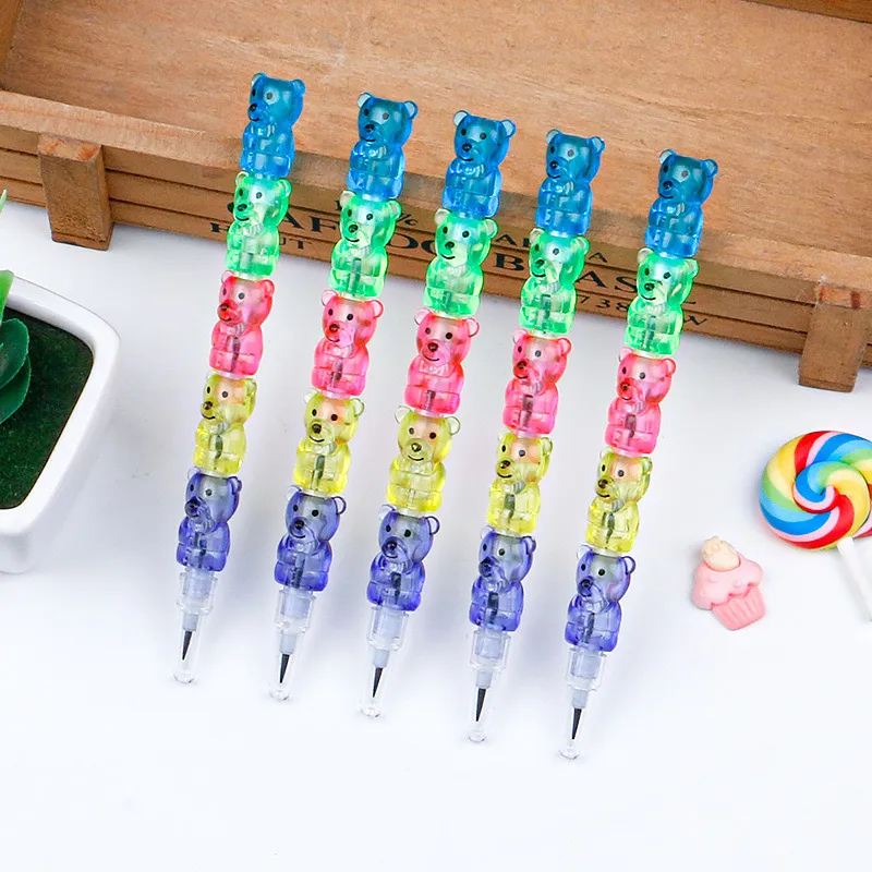 30 Pcs Stackable Bear Pencils, Colored Stacking Pencils, Cute Pens Bulk