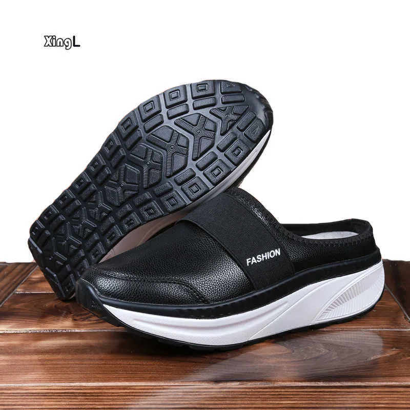 HBP Non-Brand Fashion Home Leather Slippers Non-Slip Durable Sports Style Ladies Slipper Cheap Popular Platform Shoes for Women Wholesale