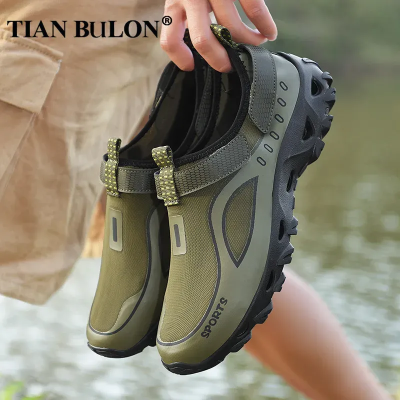 Skor sommarmesh män skor avslappnad lätt vatten sneakers män utomhus promenad vandring skor andas slip på mens loafers tenis