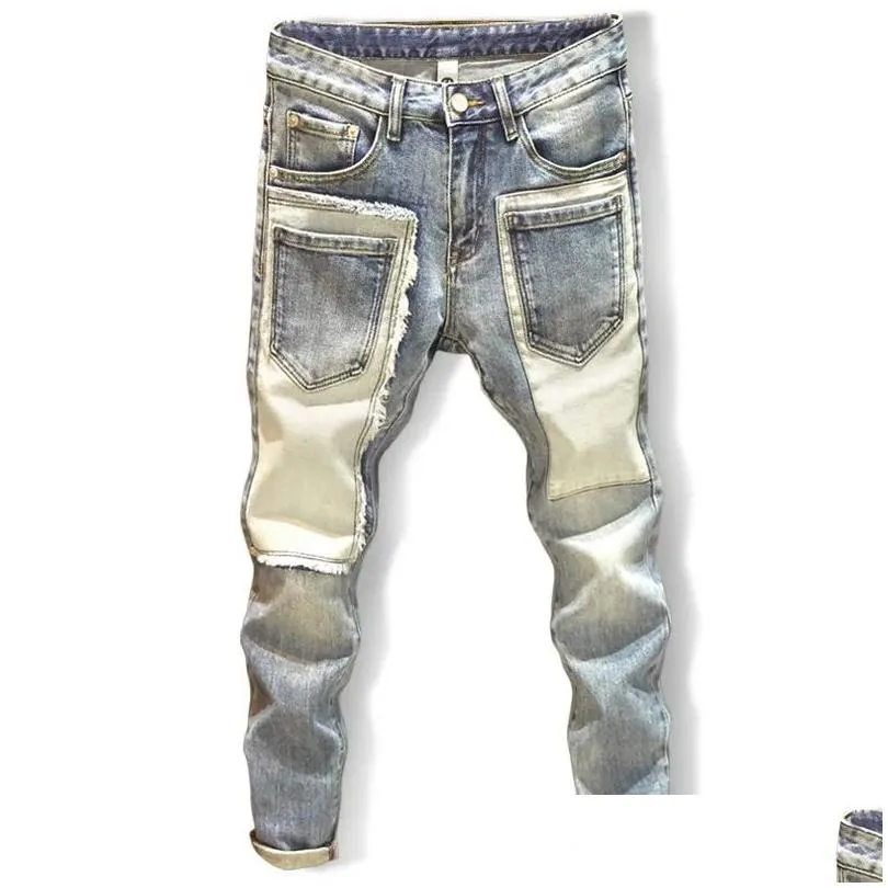 Herren Jeans Männer Denim Straight Worn Loch Europa und Amerika Klassische alte Mtiple-Taschen Hosen Pantalones Streetwear Cargo Drop Deliver Dhrkl