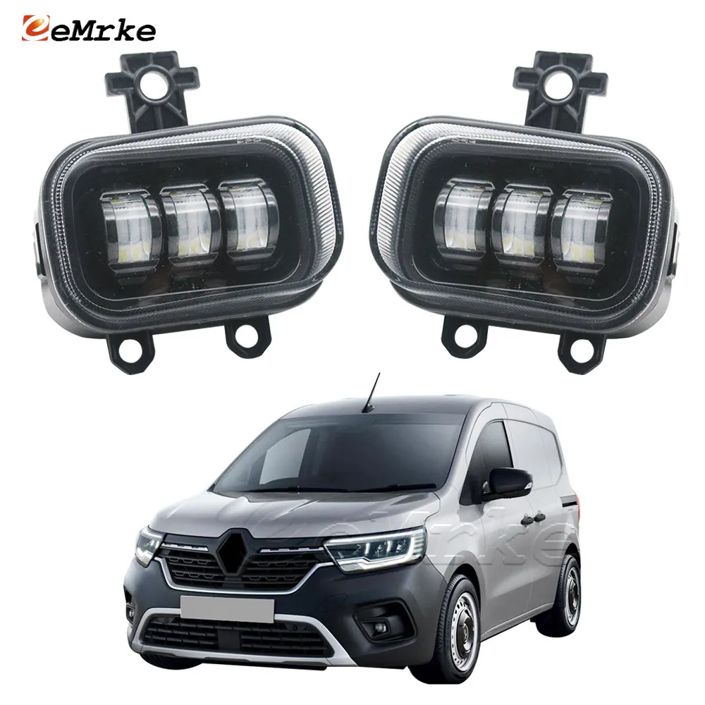 EEMRKE Led Luzes de Nevoeiro para Carro DRL PTF para Renault Kangoo III MK3 2021 2022 2023 Conjunto de lâmpada de neblina frontal com lente de condução 40W 12V Branco ou Amarelo