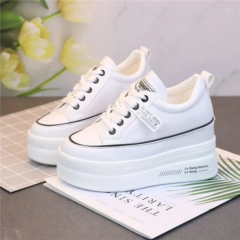 Casual Schoenen Lente En Zomer Mode Dames Hoge Hakken 10 Cm Dikke Basis Sneakers Zwart Wit 34-40 Platform