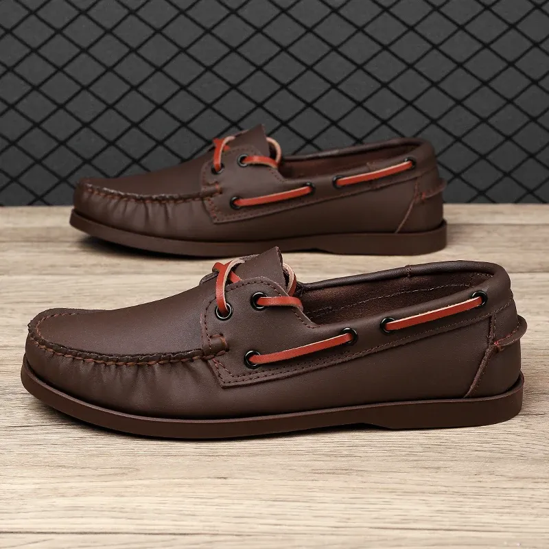 Chaussures d'origine pour hommes de voile en cuir masculin mots de lacep classique grande taille confortable usure usure résistante à la mode respirante