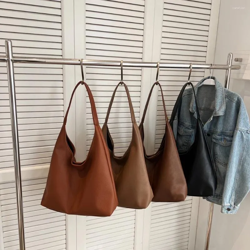 Trekkoord Dames Werktas Mode PU Ruim Hobo Sling Casual Shopper Schoudertas Voor Dagelijks Kantoorgebruik Effen Kleur Handtas