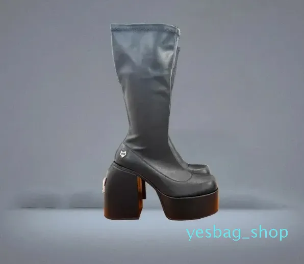 Designer stövlar naken wolfe boot hög hög krydda svart stretch ärr hemlig svart jailbreaker jennies sassy kvinnor läder