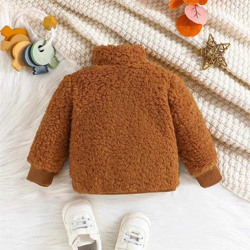 Jackets Baby Boys Girls 3D Bear Ears Shape Fleece Long Sleeve Hoody Zip Up Coat Jacket Infant Sweatshirt