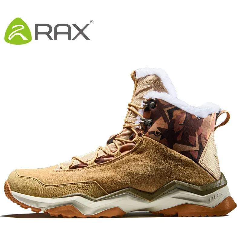 Shoes RAX Waterproof Hiking Shoes Men Winter Outdoor Sneakers for Men Snow Boots Plush Mountain Snowboots Outdoor Tourism Jogging Shoe