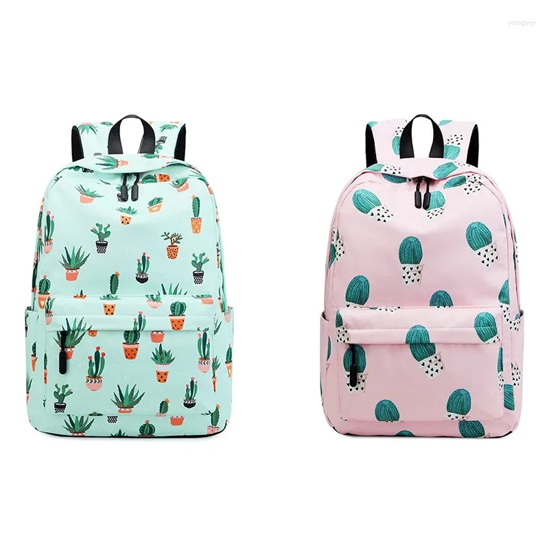 Backpack DOME Waterproof Fairy Ball Plant Printing Women Cactus Bookbag Cute School Bag For Teenage Girls Kawaii Pink Green Knap
