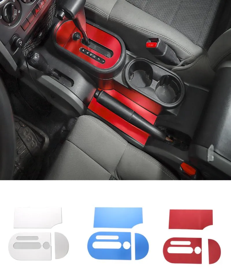 Aluminum Alloy Automobile Gear Shift Panel Decoration Cover For Jeep Wrangler JK 20072010 Car Interior Accessories3158569