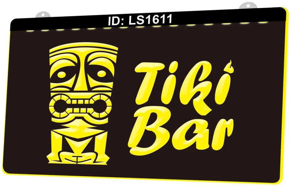 LS1611 Tiki Bar Mask Pub Club 3D Gravering LED -lätta tecken Hela detaljhandeln7455230