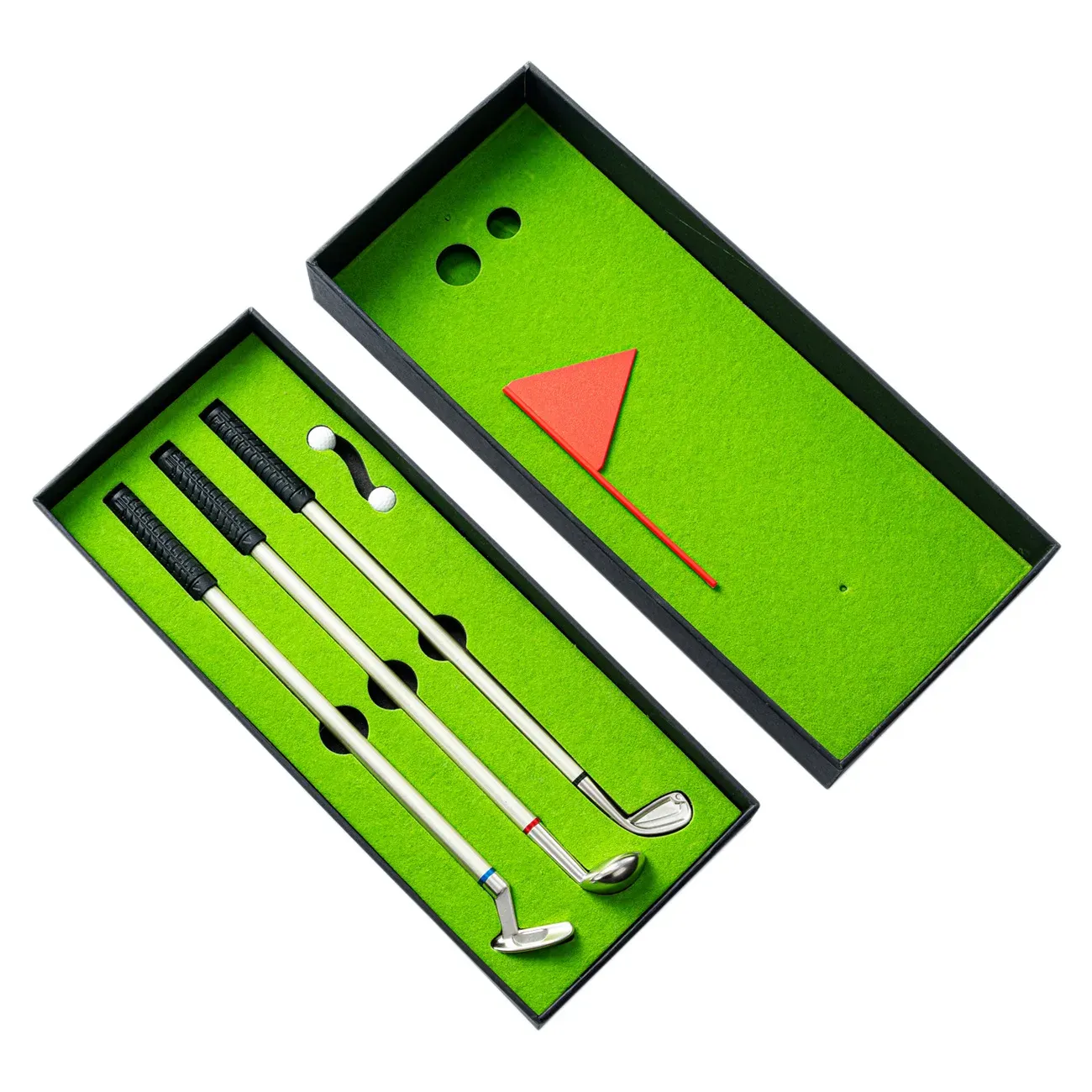 Aids Golf Pen Set Mini Desktop Golf Ball Pen Gift Includes Putting Green 3 Clubs Pen Balls and Flag Desk Games Golf Accessories