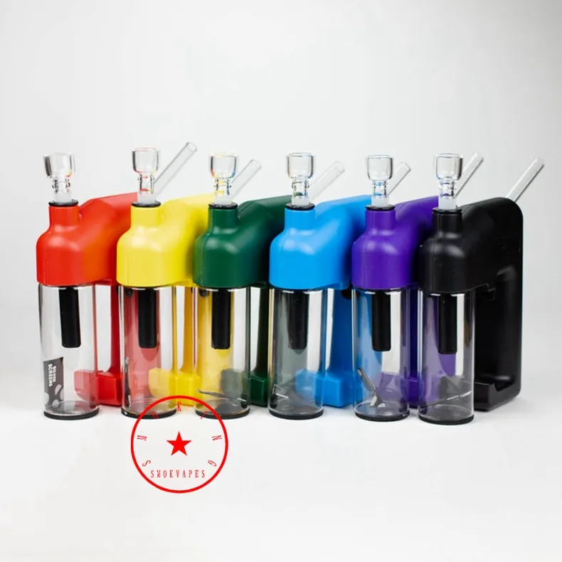 Cool Colorful Electric Plastic Bong Glass Pipes Kit Hookah Waterpipe Bubbler Filter Bowl Portable Lovningsbar Dry Herb Tobacco Cigaretthållare Röker Handpipes