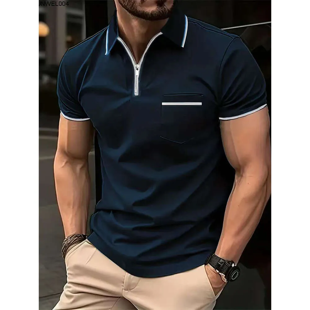 Designer Instagram Mens Autumn New Short Sleeve Zipper Polo Shirt Pocket Sports
