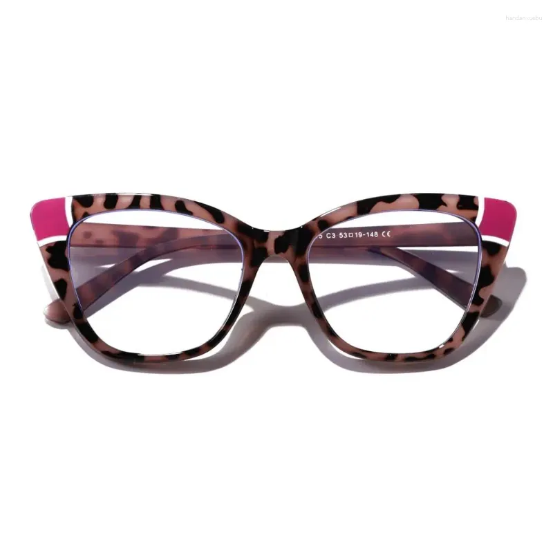 Occhiali da sole Occhiali da sole con montatura grande Anti-UV Occhiali per raggi blu Retro Ultraleggeri con stampa leopardata PC Vision Care Occhiali per computer Donne Ragazze