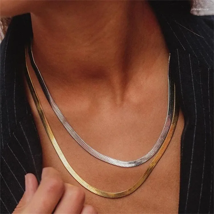 Kedjor Kvinnors halsband Bladkedjehalsband för kvinnor Rostfritt stål Choker Neckstillbehör Minimalistisk smycken Partihandel