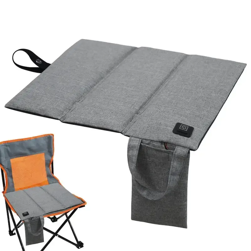 Mat Camping Chair Folding Heated Cushion For Winter Portable 3 Level Temperature Adjustable USB Heating Pad With Side Pocket