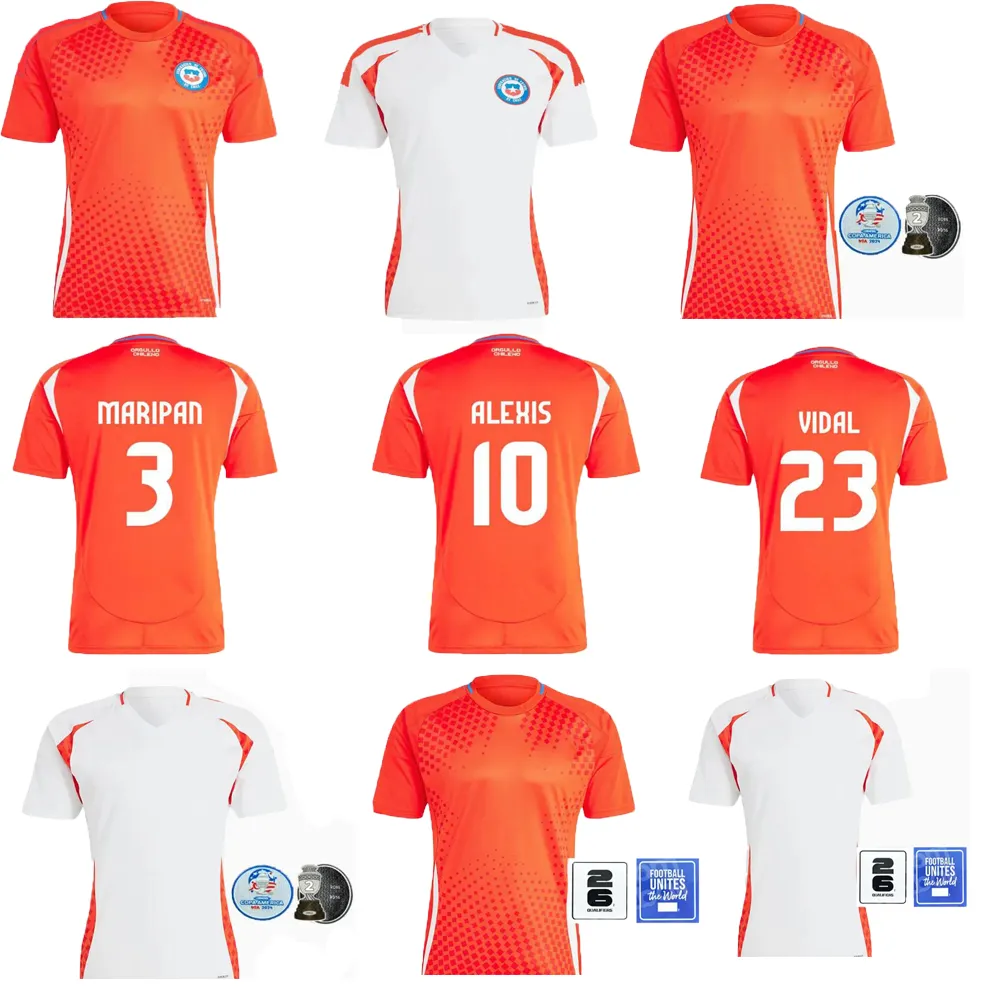 2024 Chili équipe nationale ALEXIS maillot de football Vidal ZAMORANO Vargas Medel 23 24 Pinares camiseta de futbol chemises de football kit homme