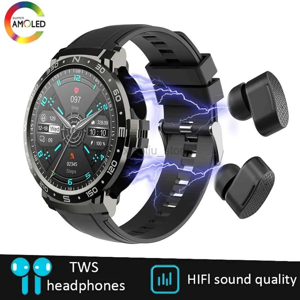 Relógios de pulso M68plus Fones de ouvido Smart Watch TWS 2-em-1 sem fio Bluetooth Dual Headphone Mobile Sports Smart Fitness Watch 240319