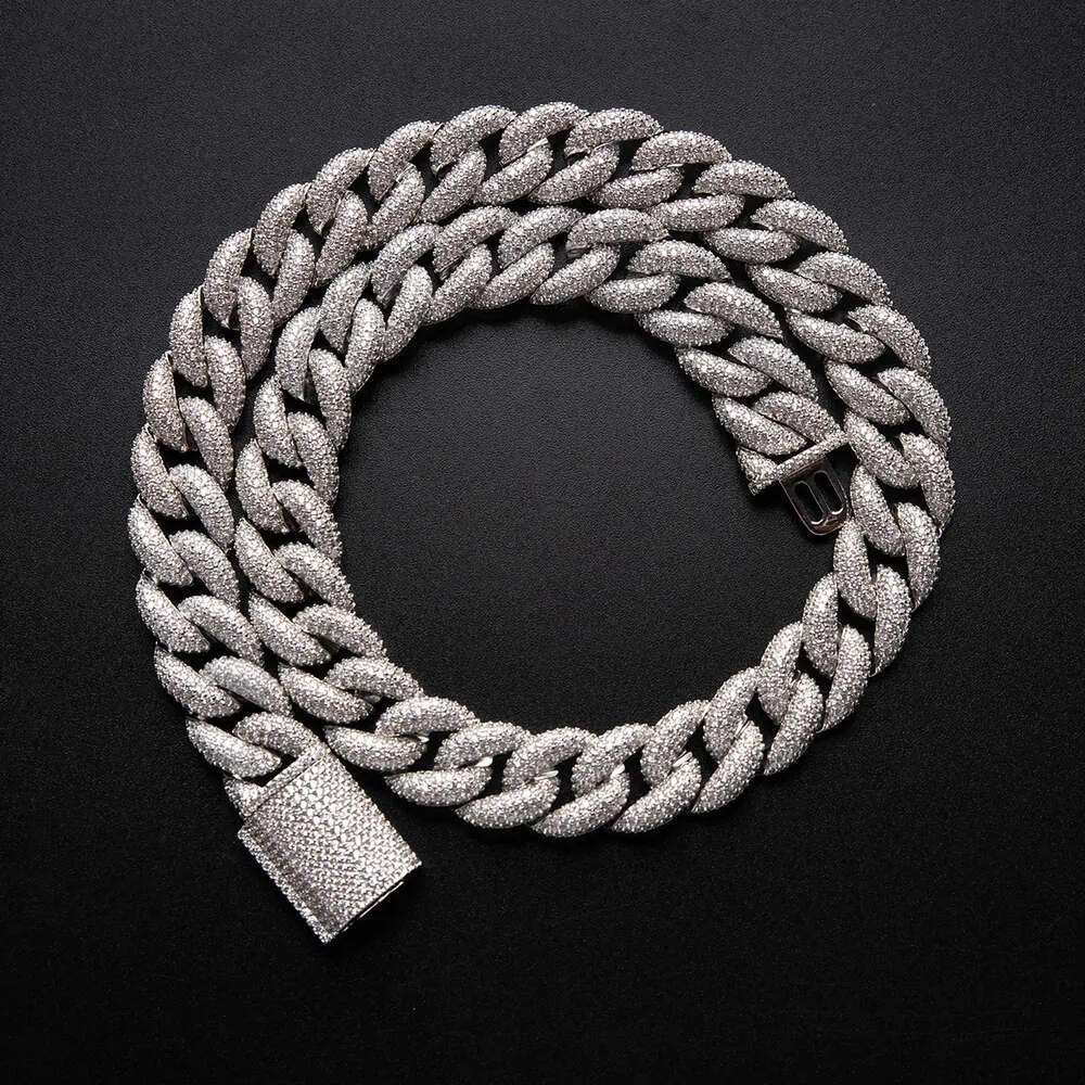 15 mm Breite heißer Verkauf Dichtes Bohrkubaner Kette 3A+CZ Cuban Link Chain Cuban Link Halskette