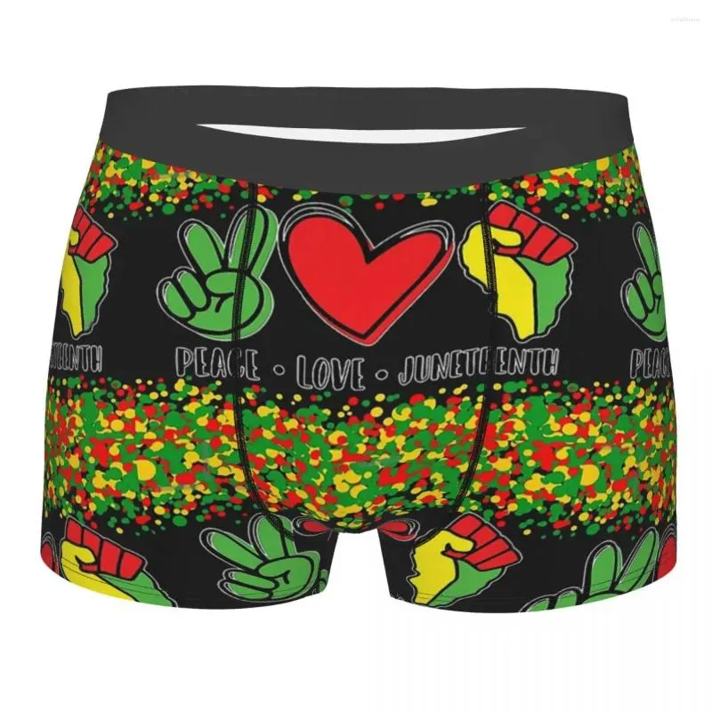 Calzoncillos Rasta Peace Love Juneteenth Hombres Boxer Calzoncillos Ropa interior Altamente transpirable Regalos de cumpleaños de alta calidad