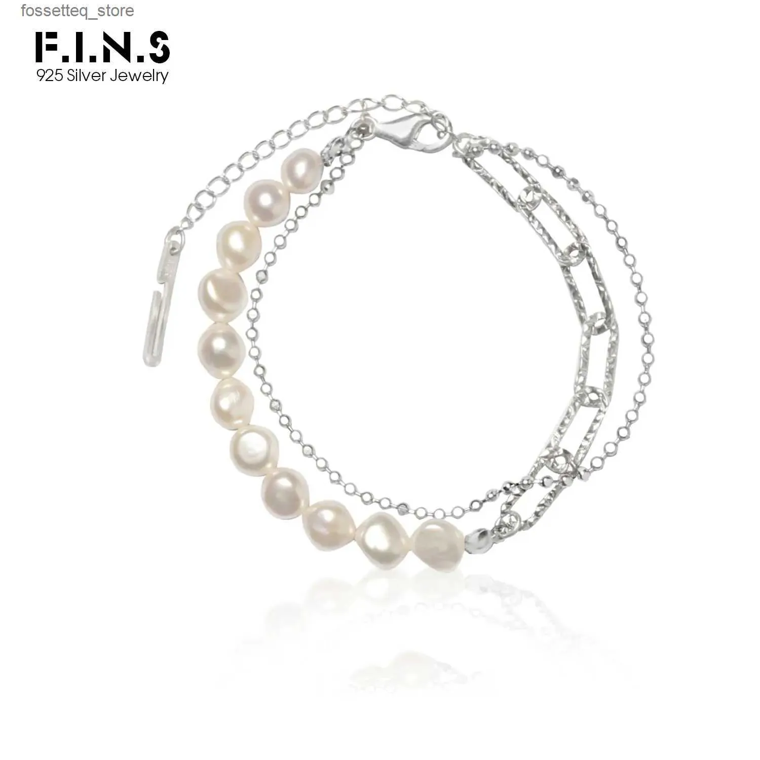 Charm Bracelets F.I.N.S Hand-Made Baroque Pearl Real 925 Sterling Silver Chain Winding Silver 925 Fine Wrist Jewelry Accessory L240319