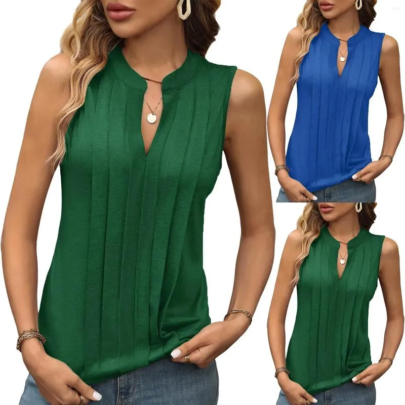 Camisoles Tanks Shirt For Women Short Sleeve Womens Fashion Basic Tank Tops Pleated Summer Clothes of Sleeveless Shirts Lightweight Cotton