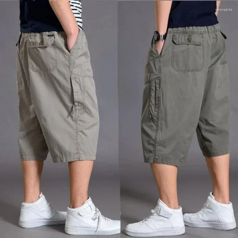 Herren-Shorts für Herren, Sommer, Übergröße, fette Baumwolle, Herren-Cargo-Shorts, lässig, Übergröße, abgeschnittene Hosen, Sport, taktische Baggy-Hosen, lose 5XL 6XL