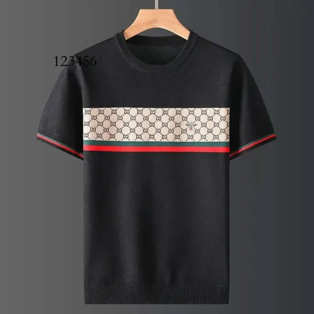 Men's T Shirts 2023 Plus Size Autumn Half Sleeve Sweater Mens Short T-shirt Bee Jacquard Embroidery Casual Line Top Large 254