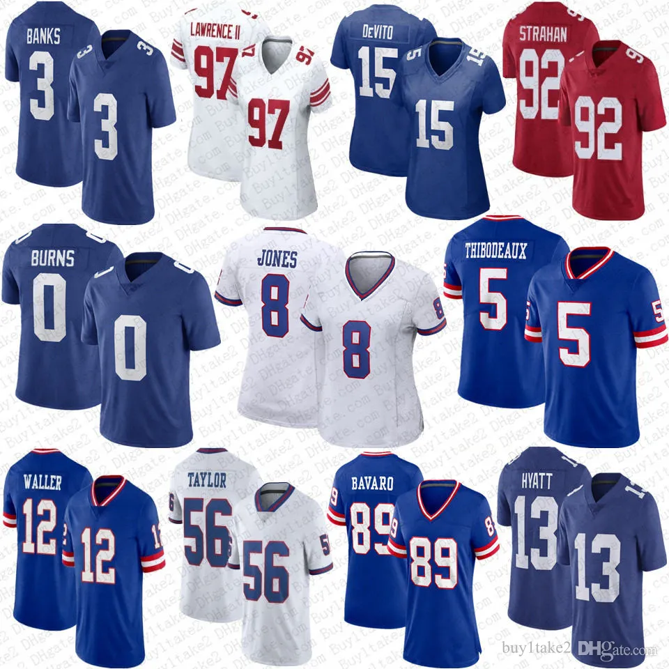 Kayvon Thibodeaux Brian Burns Football Jersey Jalin Hyatt Deonte Banks Daniel Jones Dexter Lawrence Taylor Michael Strahan Tommy Devito Drew Lock Devin Singletary